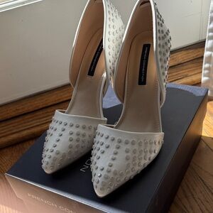 French Connection Cream/ white 9 Studded Heels